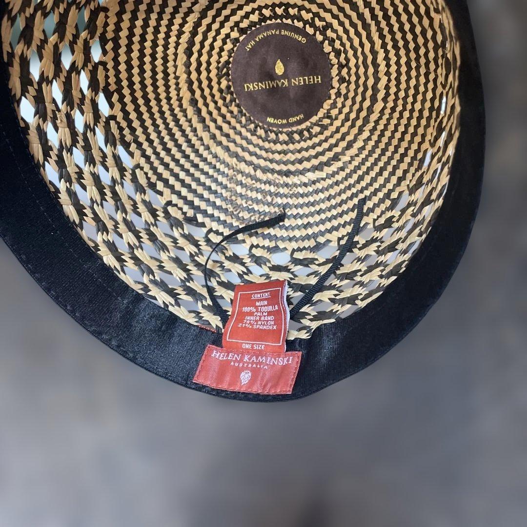 ヘレンカミンスキー透かし編み麦わら帽子 オレンジリボン付き