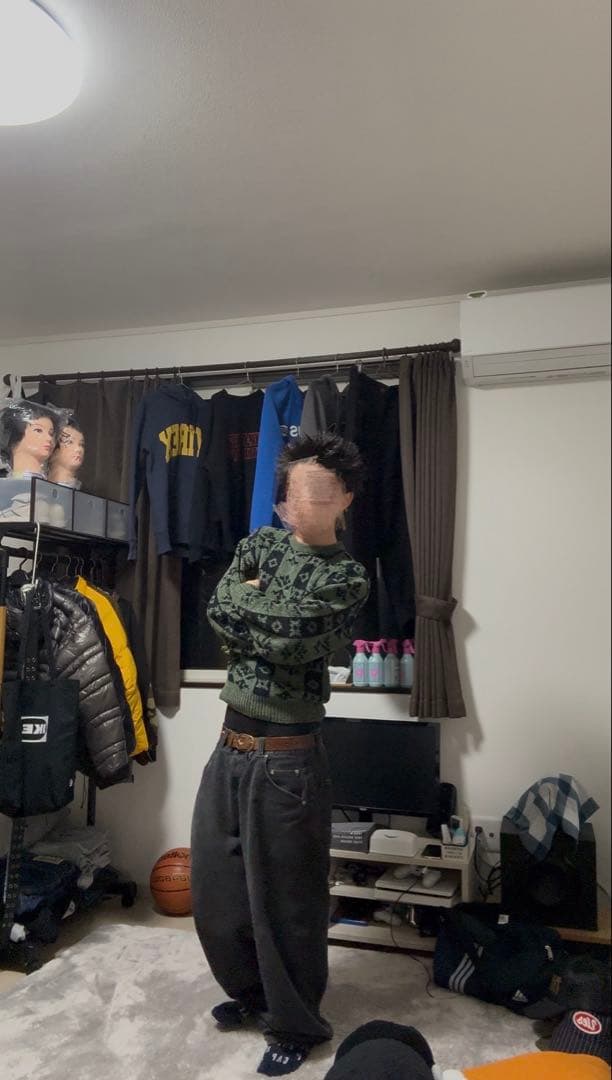 hhh　古着 vintage 柄ニット 短丈 90s y2k 90s vintage ヴィンテージ ニット セーター ウール 古着