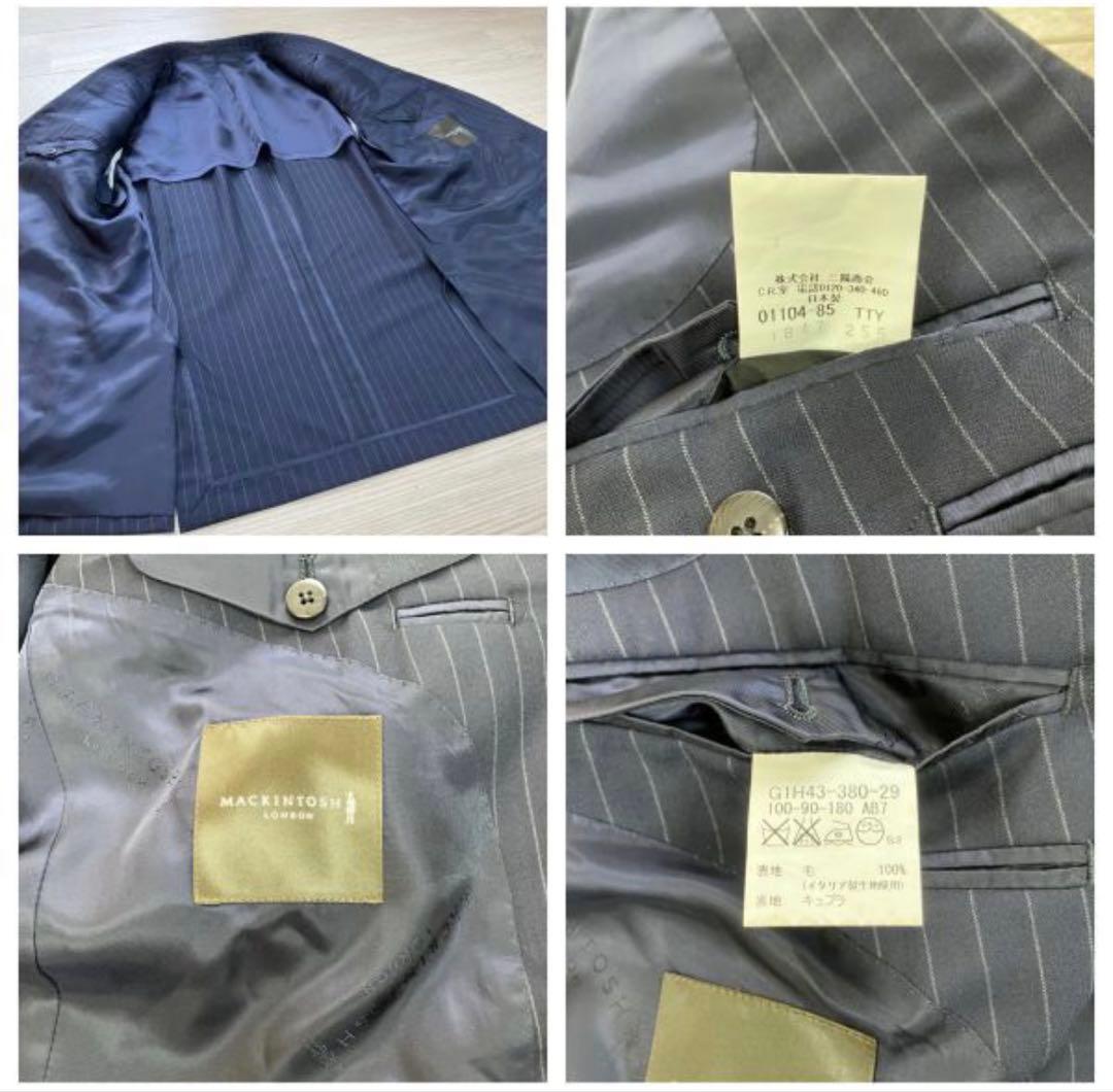 希少 マッキントッシュロンドン AB7ネイビー ストライプ スーツ ウール