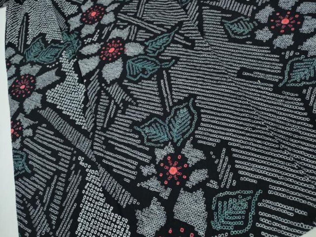 浴衣 有松絞り 身丈157 裄丈69 総絞り 濃紺 鹿の子絞り 有松鳴海絞り