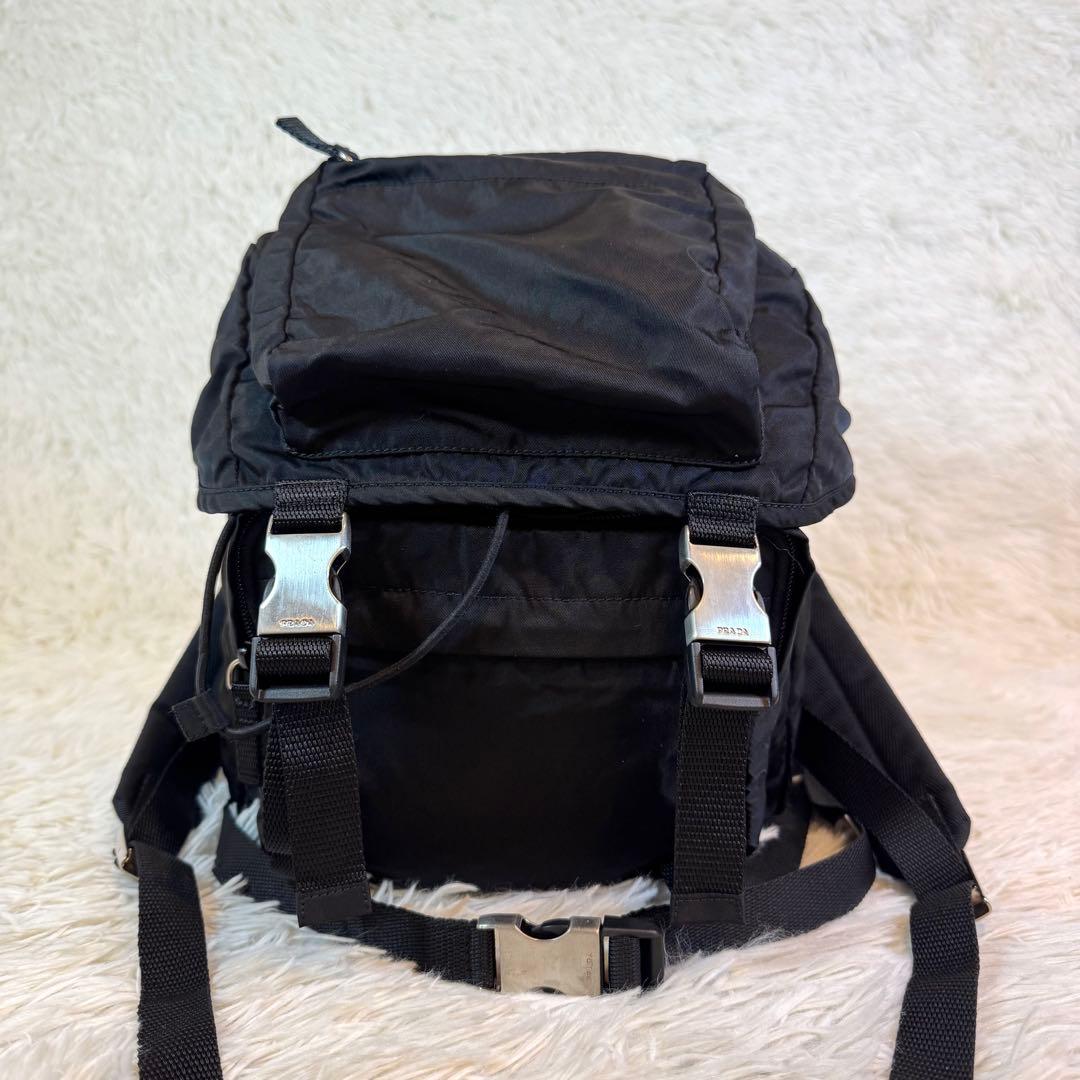 美品✨プラダ リュック バックパック 巾着 ナイロン ブラック 三角ロゴ