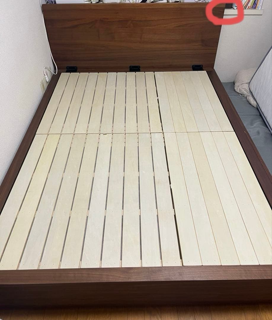 無印良品　ダブルベットフレーム　ヘッドボード付　マット下収納/引き出し収納あり あす着] S/SD/D ベッド シングル セミダブル ダブル ベッドフレーム
