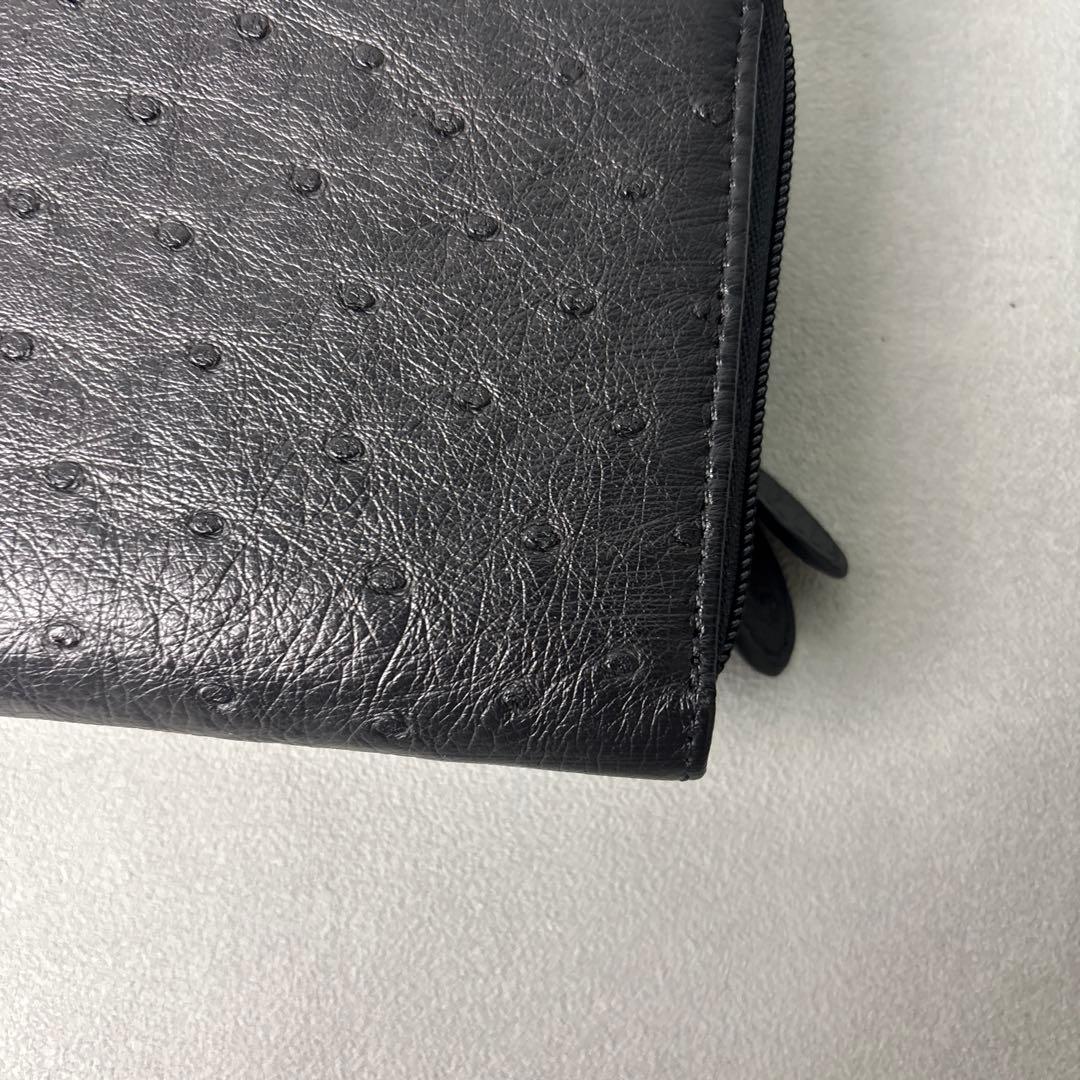 未使用品✨松屋 nordfiume オーストリッチ ショルダーウォレット 本革