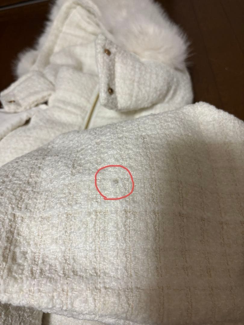 Randy アシンメトリーバックルツイードパデットジャケット ホワイト S