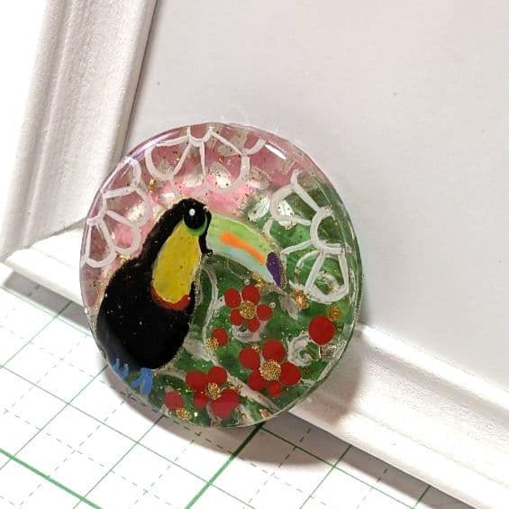 ゆきめい様　1.5 サンショクキムネオオハシ　レジンヘアゴム　初春　唐草文様　梅