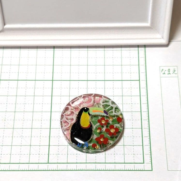 ゆきめい様　1.5 サンショクキムネオオハシ　レジンヘアゴム　初春　唐草文様　梅