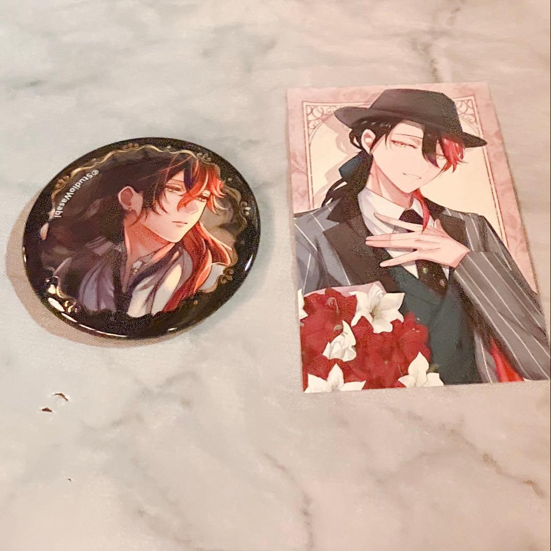 あくねこ ルカス 花束カード 缶バッジ 箔押し キャラバッジ