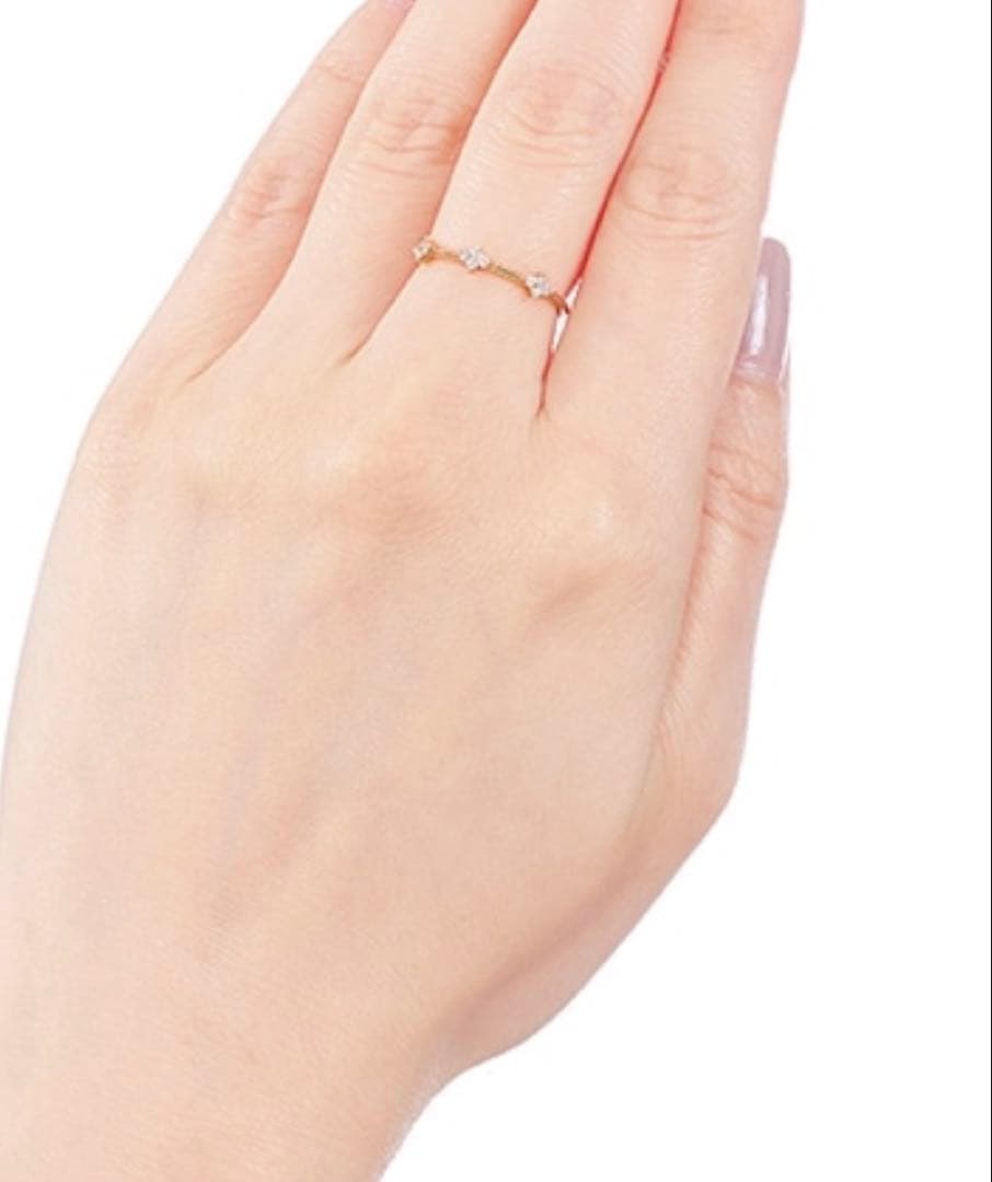 大人気】ジュエリーツツミ k18 フラワー ダイヤモンド リング サイズ9