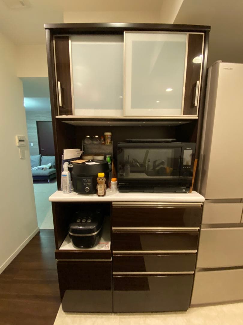 キッチンボード ニトリNITORI キッチンボード 100KB DBR ブラウン 食器