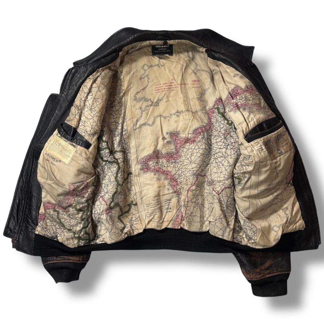 AVIREX G-1 A-2 レザーフライトジャケット 黒 本革 7823 - メルカリ