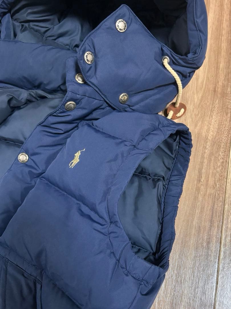 美品】ポロラルフローレン ダウンベスト ポニー刺繍 ネイビー ダウン75%