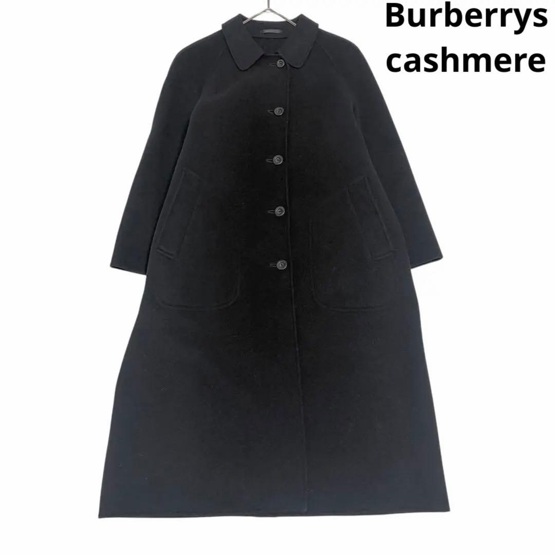 美品　バーバリーズ　シャドーチェック　カシミヤ ウールロングコート ブラック 黒 burberry/バーバリー通販 | ロング チェックラペル ギャバジン