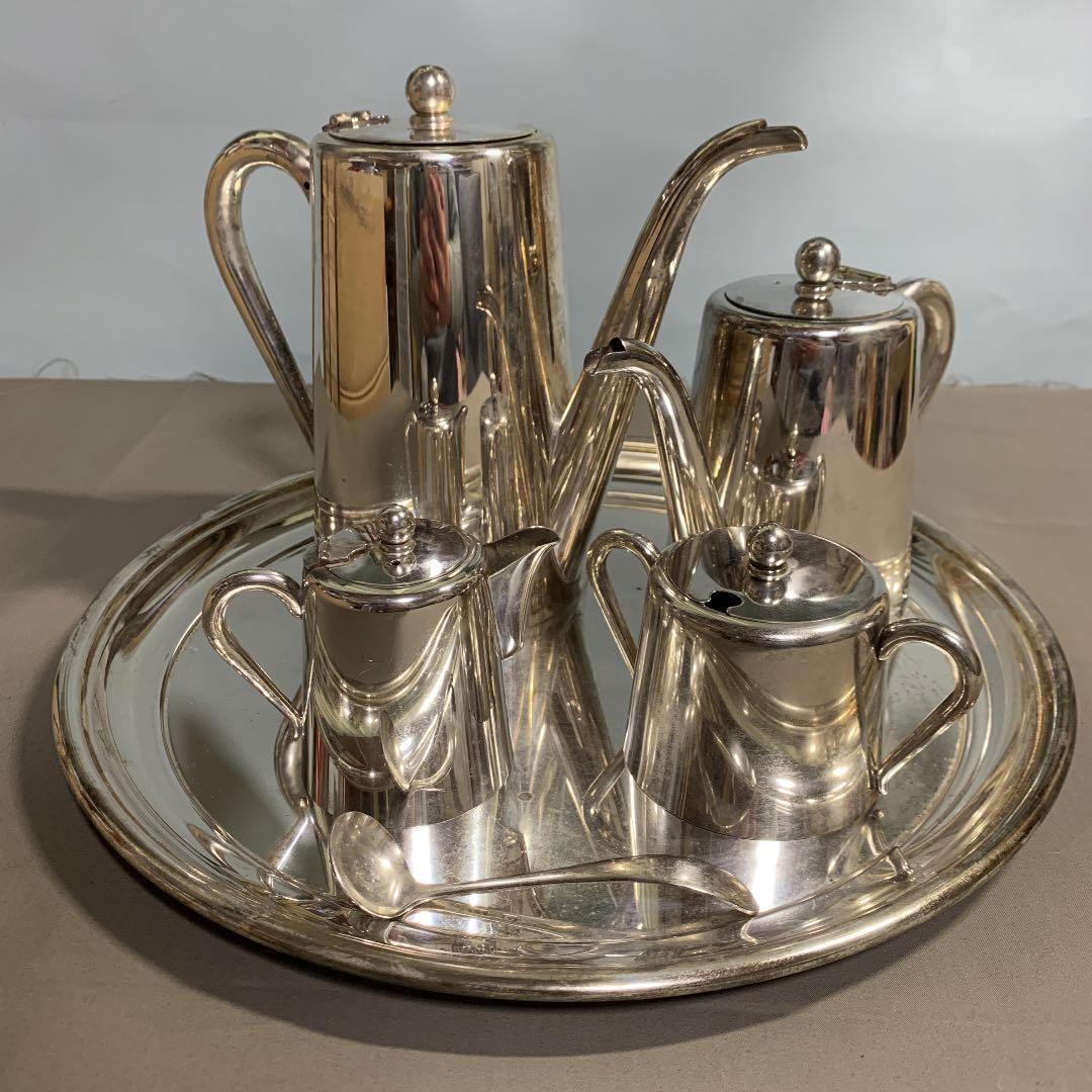 昭和レトロ azco tokyo アンティークシルバーティーポット 5点セット