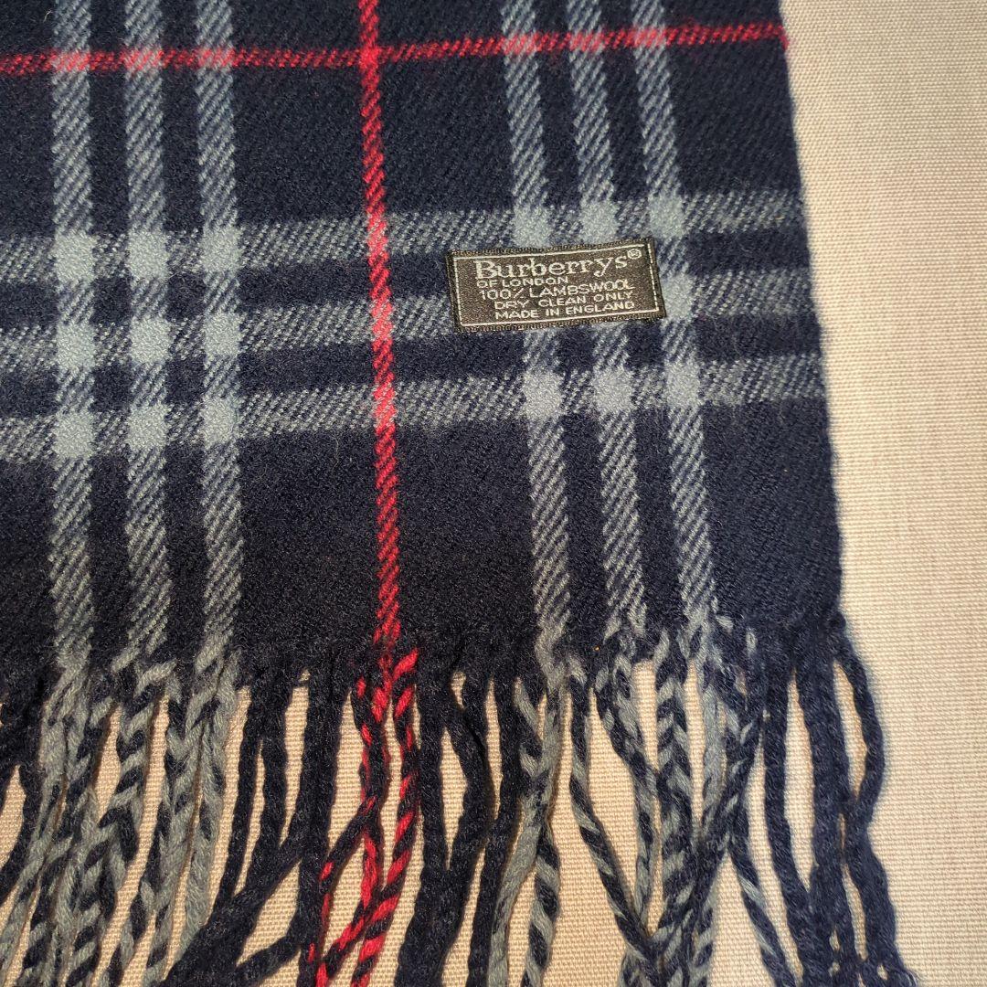 Burberry's 100%ラムウール マフラー ネイビー 虫食い1箇所 - メルカリ
