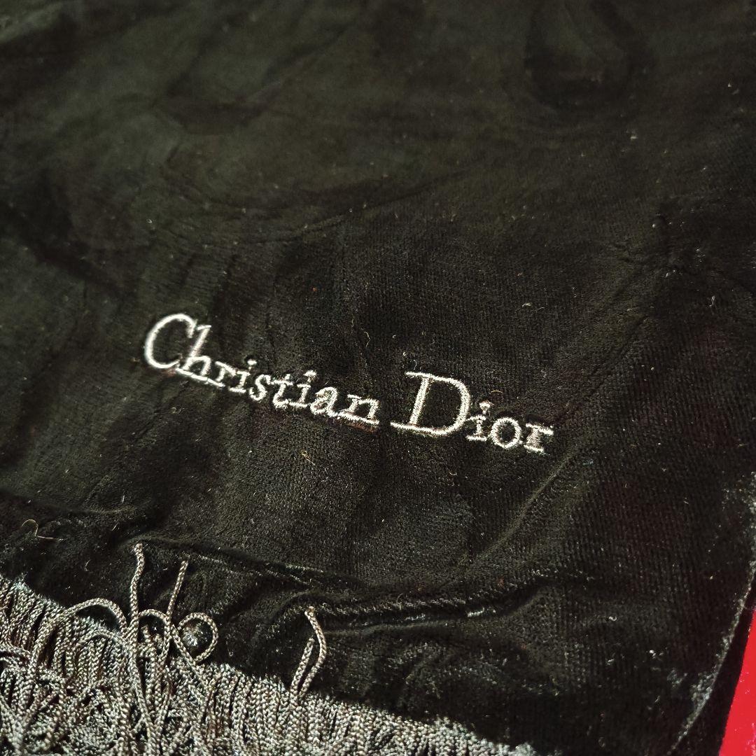 美品　クリスチャンディオール ブラック　ベルベット ストール　ショール 美品 クリスチャンディオール ブラック ベルベット ストール ショール
