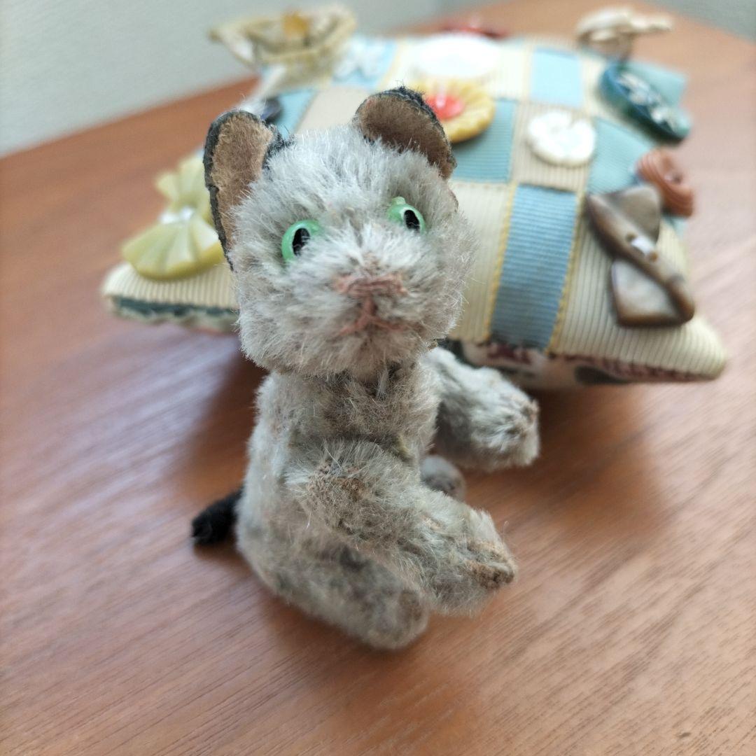 ドイツ　ビンテージ　schuco ノアズアーク　灰色猫 キャット 1960's Mohair Big Head Grey Cat Vintage Anker Steiff Schuco?. For