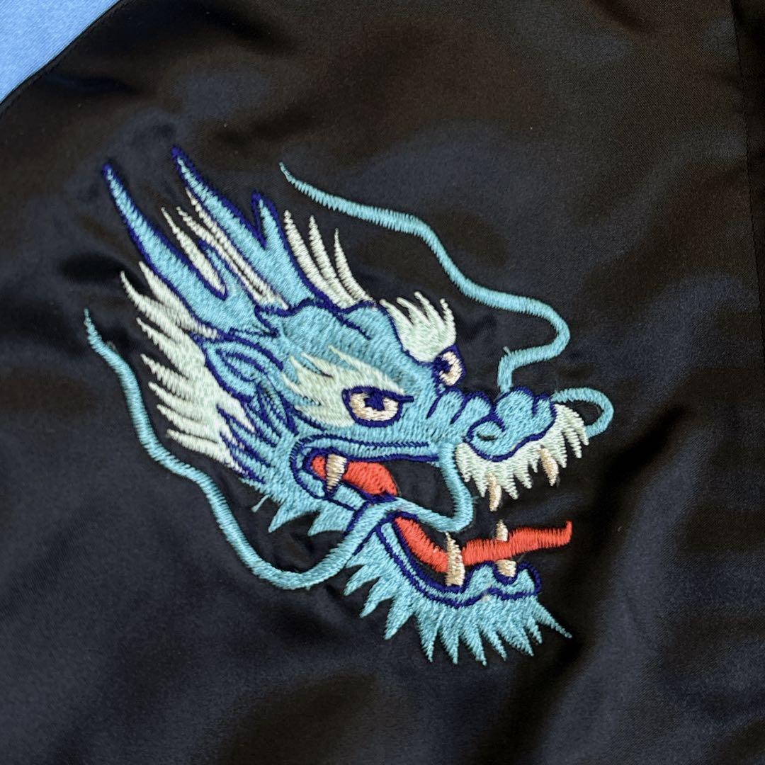 希少】ファースト商会 スカジャン ブルードラゴン 美品 刺繍 サテン