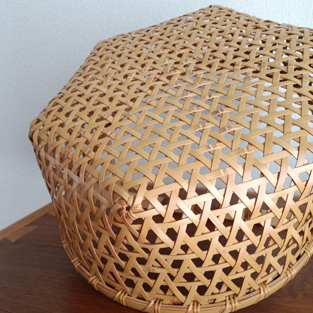 竹製籠 宮崎 作家物 竹細工 バスケット 大きめかご 天然素材 亀甲 クラフト