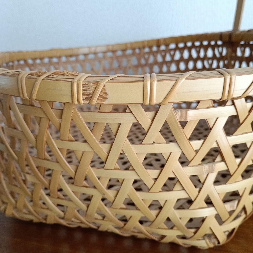 竹製籠 宮崎 作家物 竹細工 バスケット 大きめかご 天然素材 亀甲 クラフト