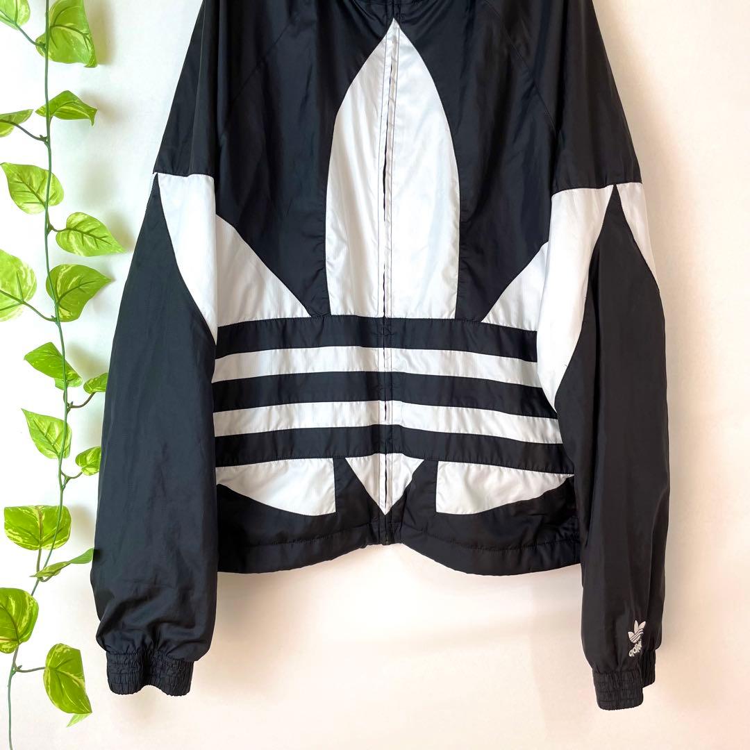 最高デザイン✨アディダス ビッグトレフォイル ナイロンジャージ 白黒