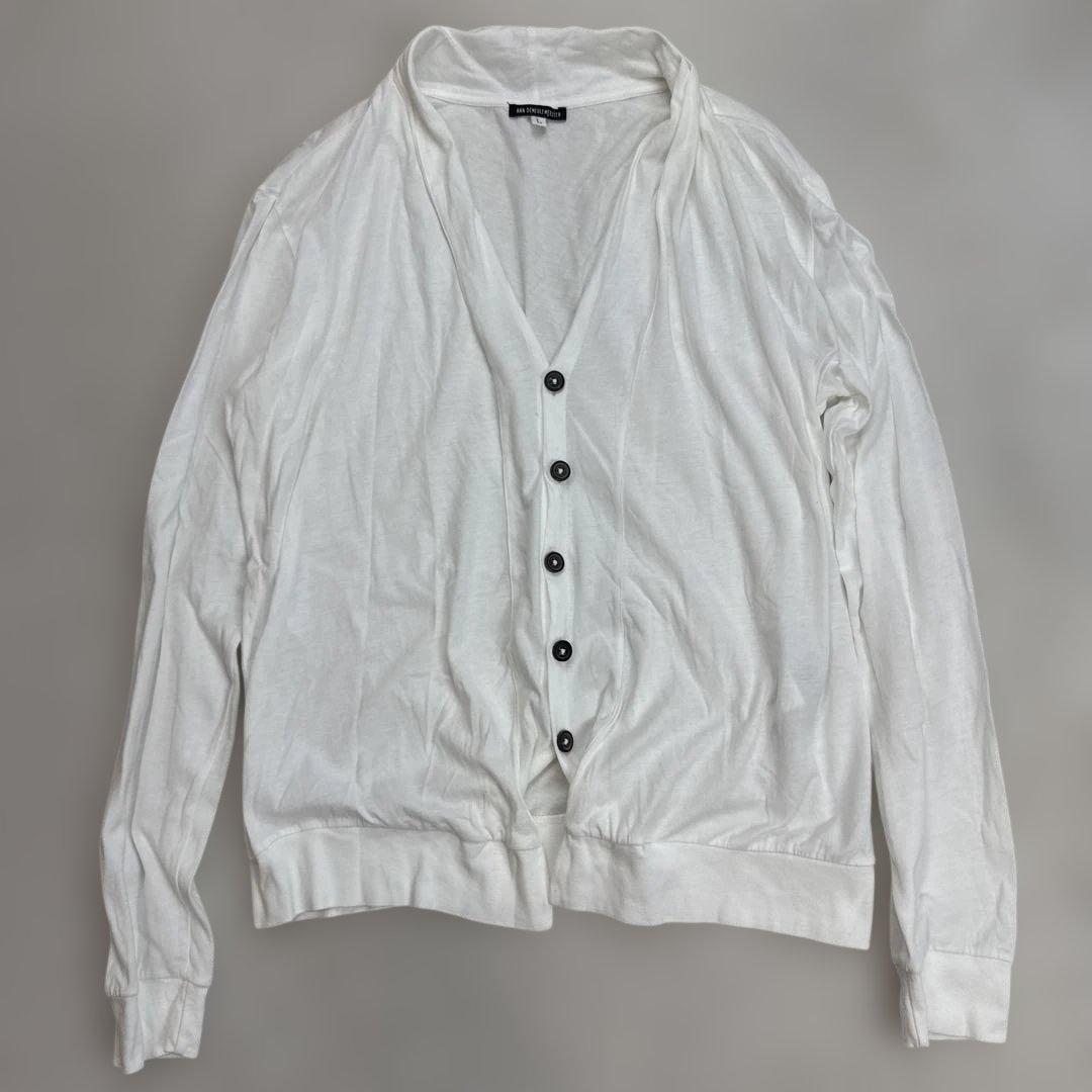 アンドゥムルメステール　カーディガン　ホワイト　Lサイズ Ann Demeulemeester - ANN DEMEULEMEESTER / アンドゥムルメステール