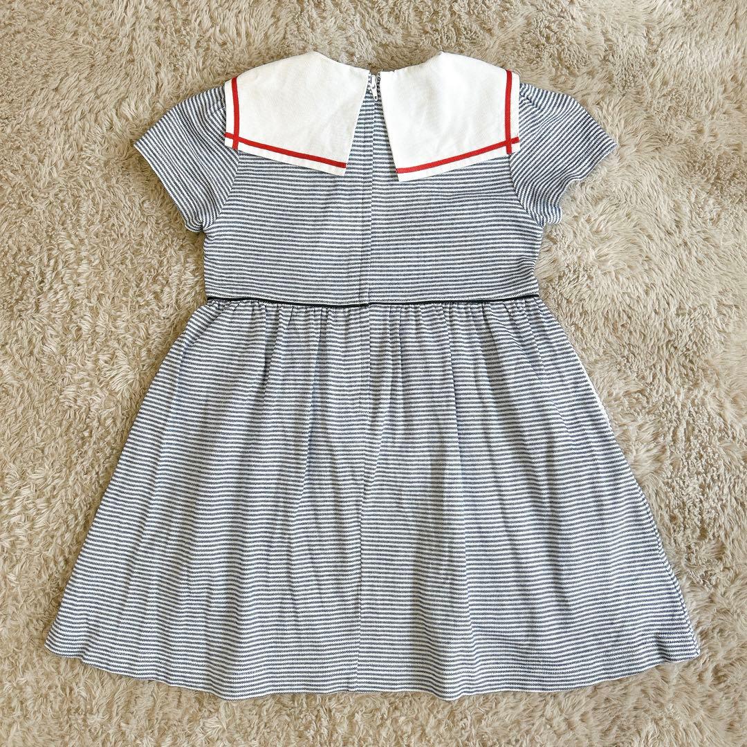 美品 familiar ファミリア 半袖マリンワンピース ブルー ボーダー110
