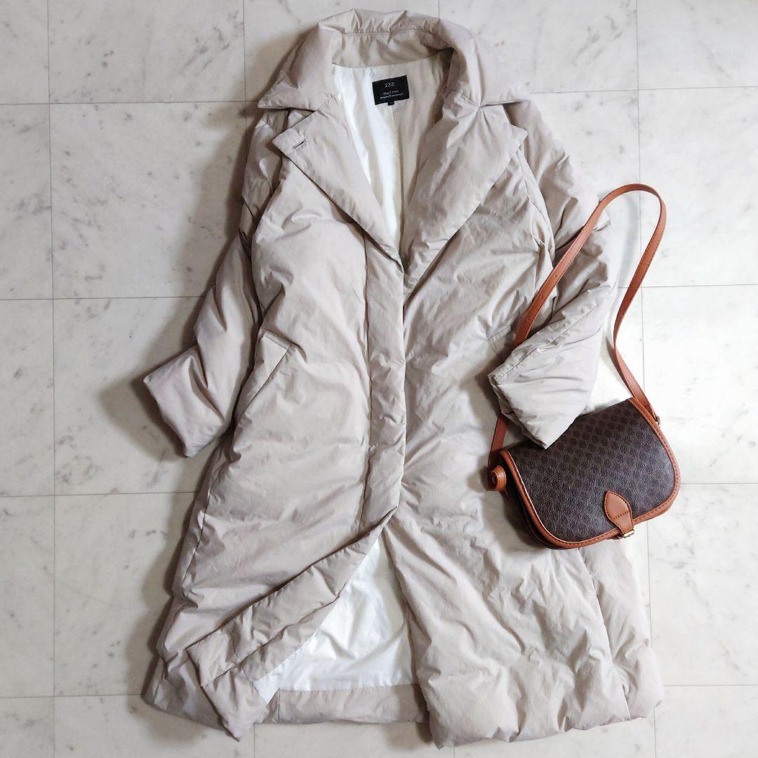 極美品♪サイズ44・3L 23区 ウエストマーク ダウンコート ライトベージュ系 サンキョウショウカイ 三京商会 ダウンコートロング （33ライト