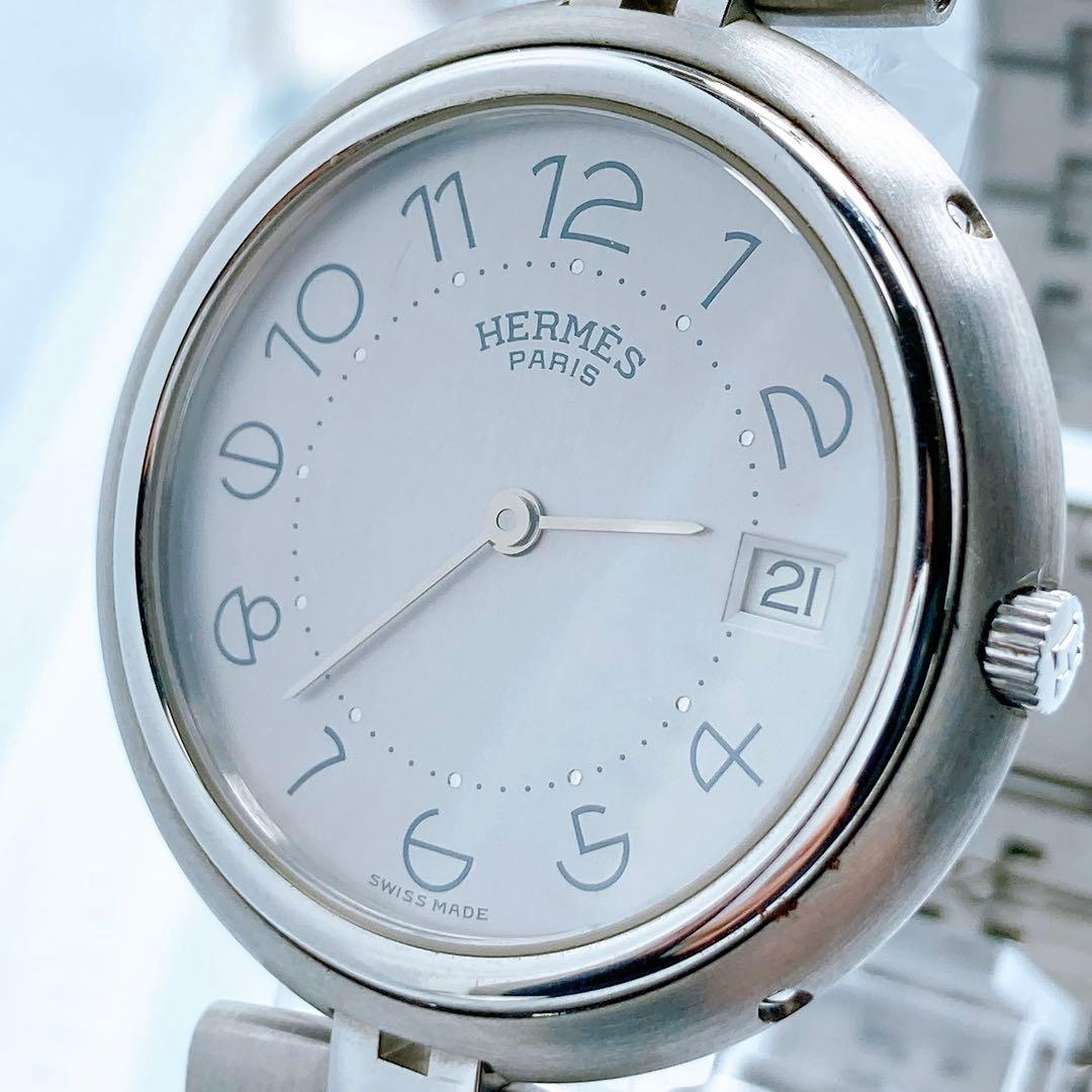 576 エルメス　プロフィール　ラウンド　デイト　シルバー　腕時計 HERMES エルメス プロフィール デイト クォーツ 腕時計 シルバー
