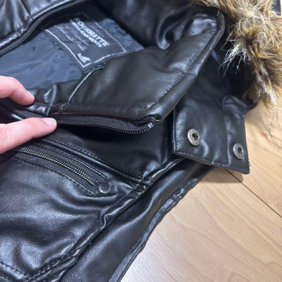 美品 Y2K 平成 グランジ ダウンベスト 光沢 ファー フード 00s お兄系