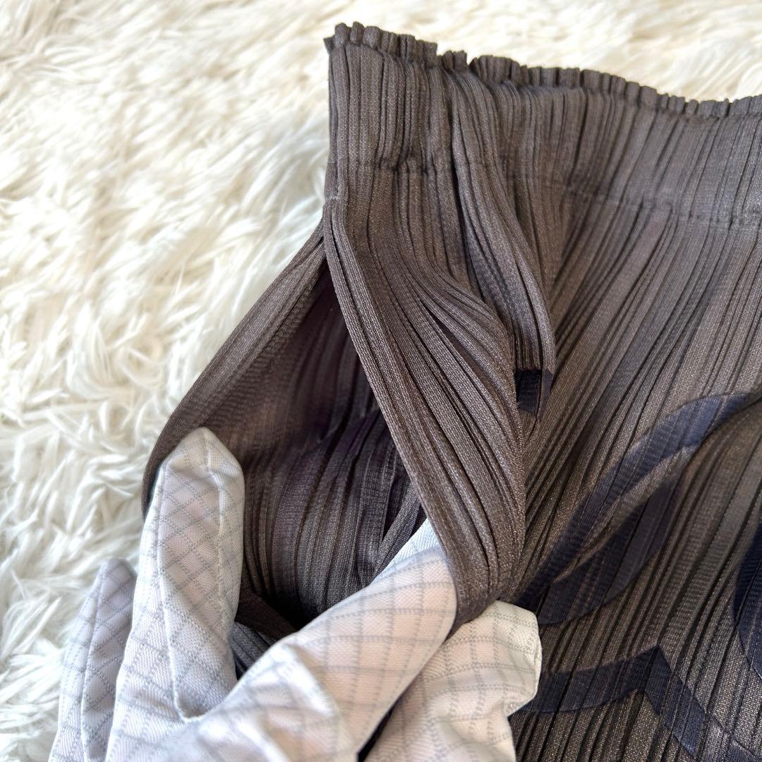 プリーツプリーズ イッセイミヤケ 変形 サルエルパンツ ポケットあり 総柄