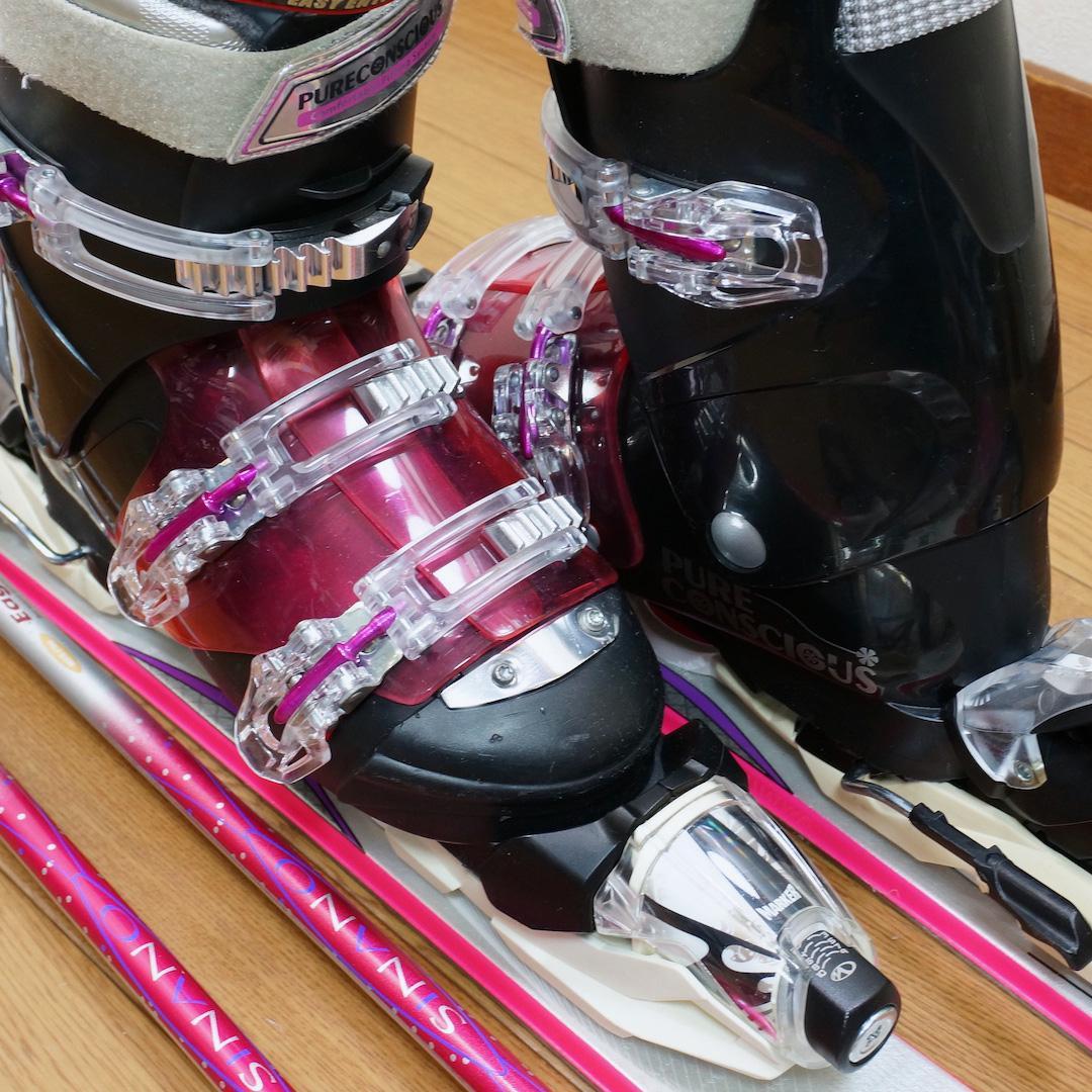 メンテ済 142cm 靴25～25.5cm K2 レディーススキーセット(140