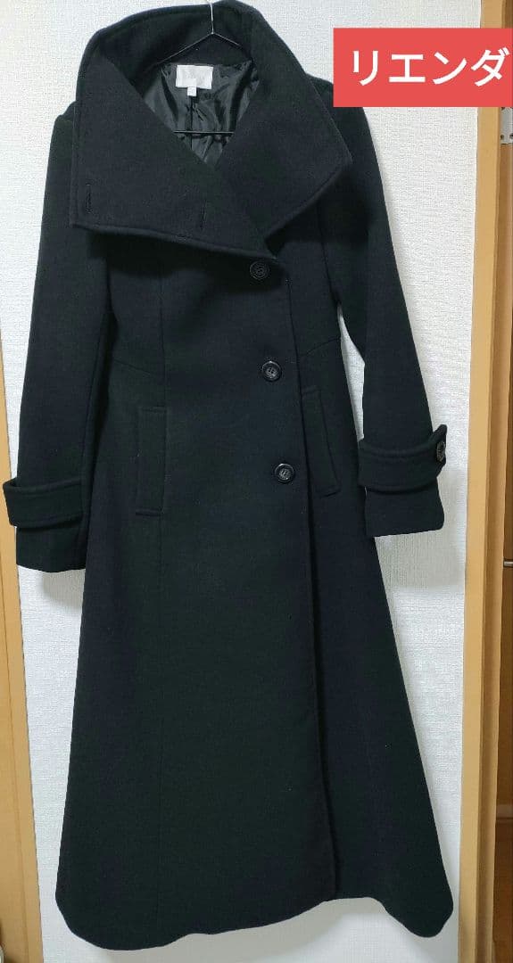 3回着用★rienda定番の大人気シンデレララインコート★Sサイズ ブラック rienda | 【30％OFF CAMPAIGN】25オーバーネックシンデレララインミニ