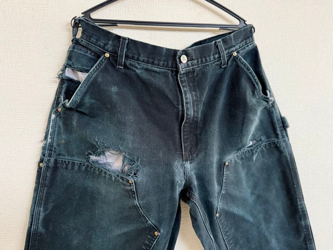 超スペシャル 36X30 W36 カーハート ダブルニー パンツ ブラック