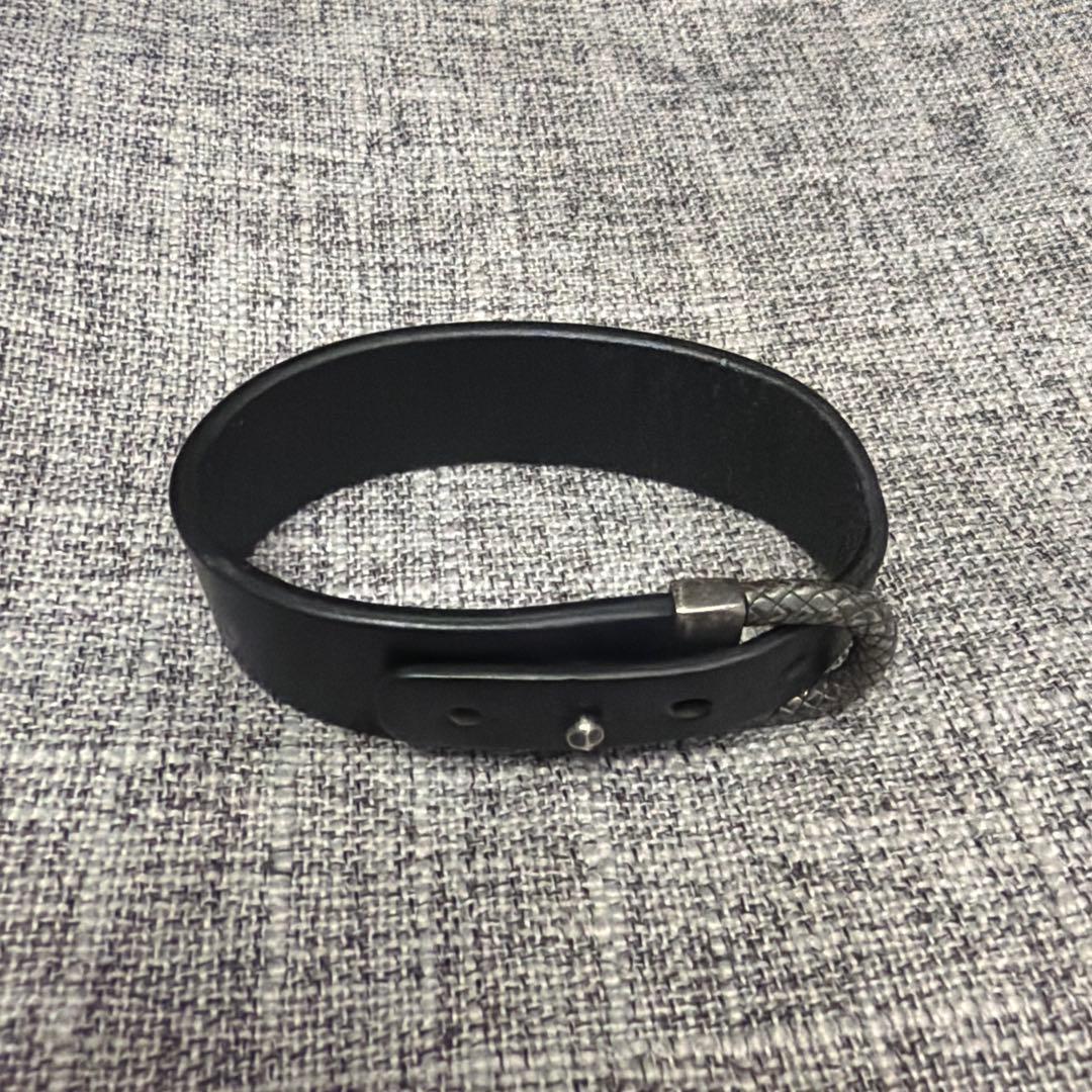 正規品】BOTTEGA VENETA レザーブレスレットブラック シルバー金具