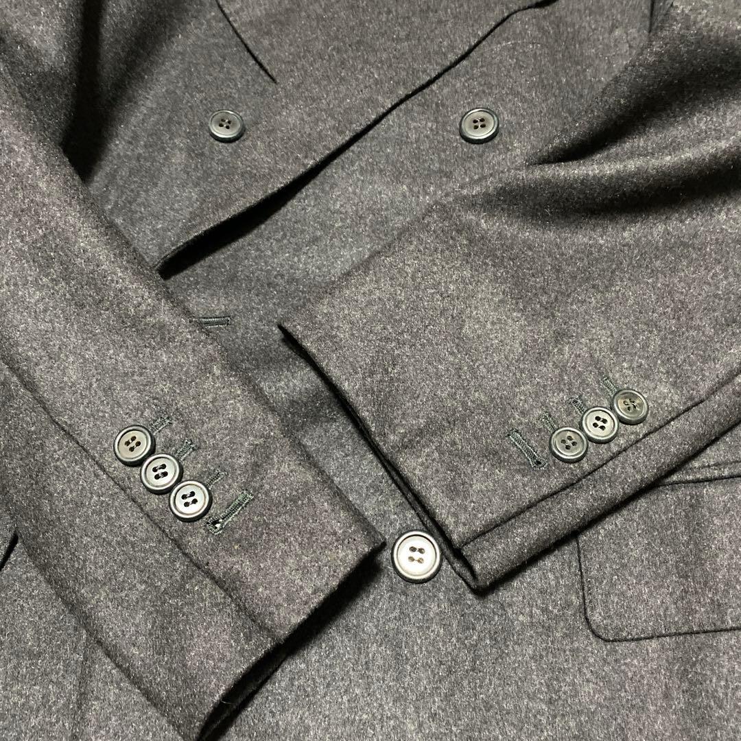 ミラショーン 超肉厚 フラノカシミヤ100% チャコールグレー ダブル