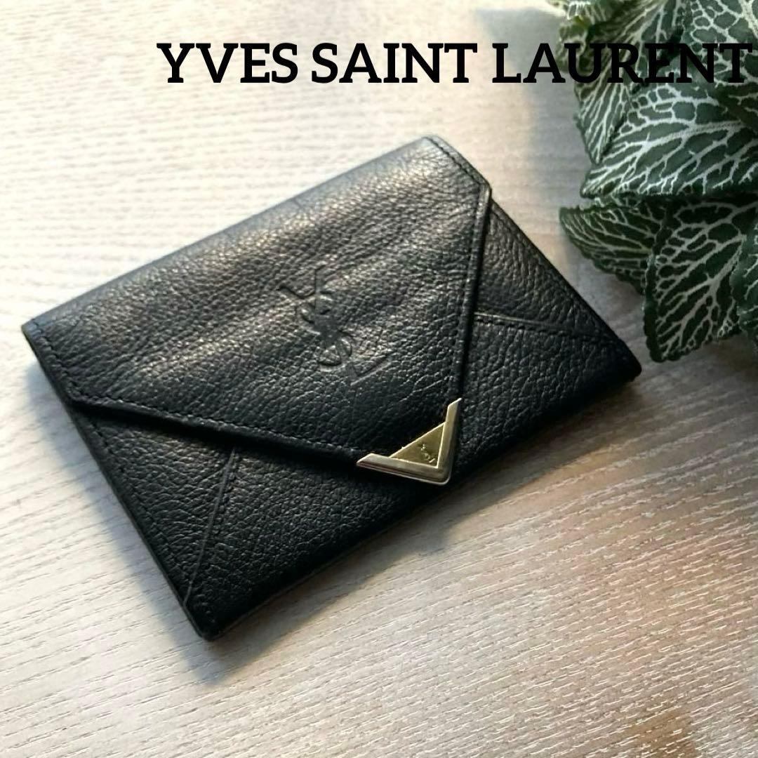YVES SAINT LAURENT イブサンローラン　カードケース　黒レザー Yves Saint Laurent イヴサンローラン カードケース 財布・小物 レザー