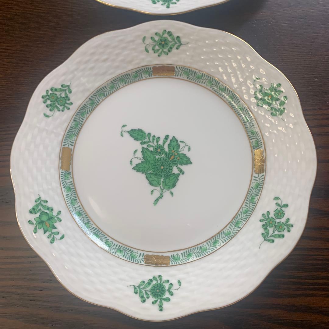 未使用保管品☆ヘレンド アポニーグリーン19cmプレート2枚 - メルカリ