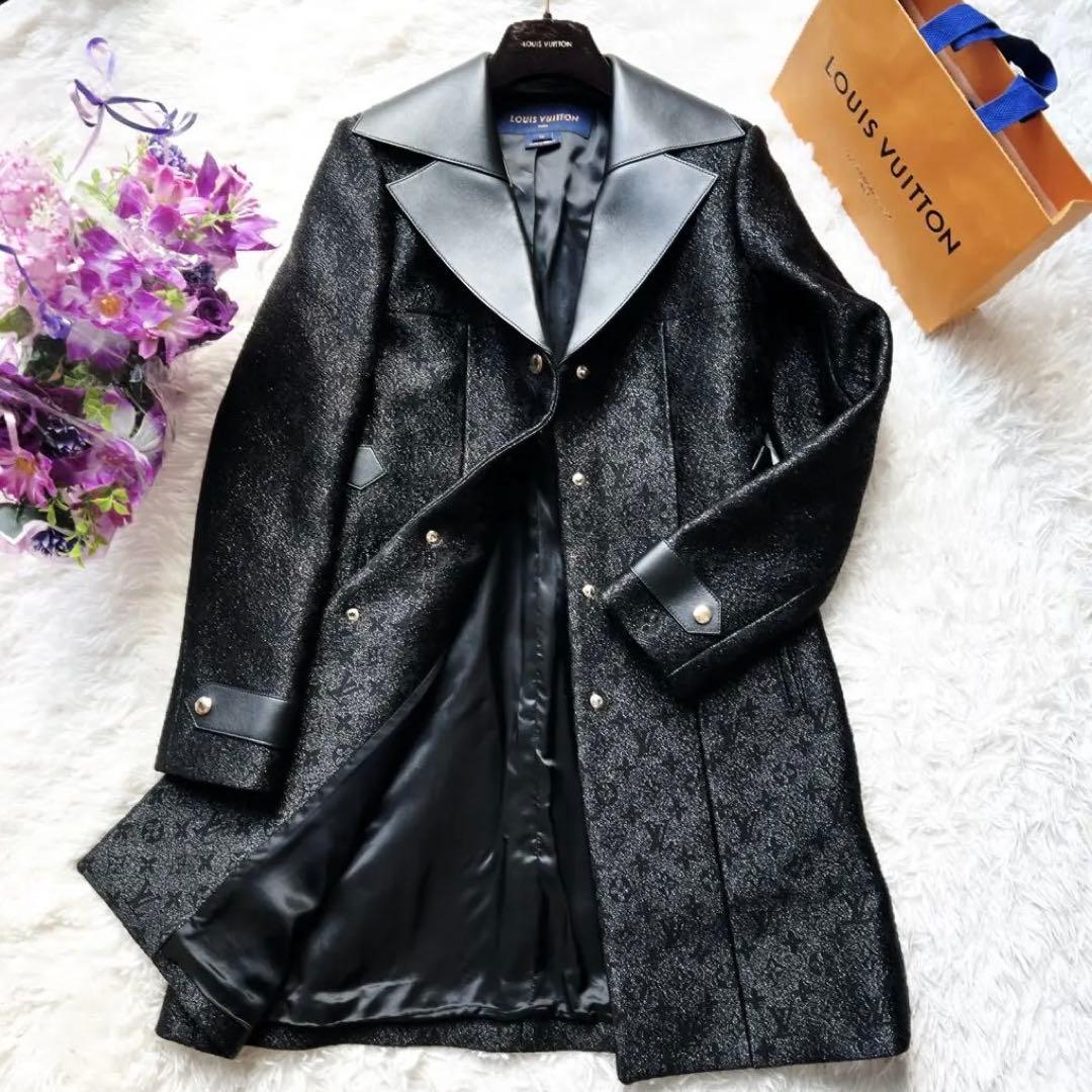 美品　LOUISVUITTON ヴィトン モノグラム　 レザー　刺繍　コート 美品 LOUISVUITTON ヴィトン モノグラム レザー 刺繍 コート - メルカリ