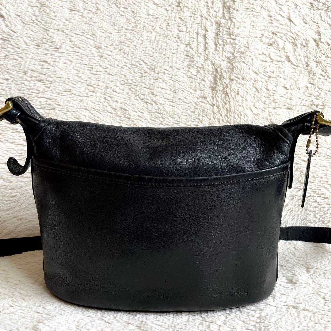 オールドコーチ COACH フラップ グラブタンレザー ショルダーバッグ 黒