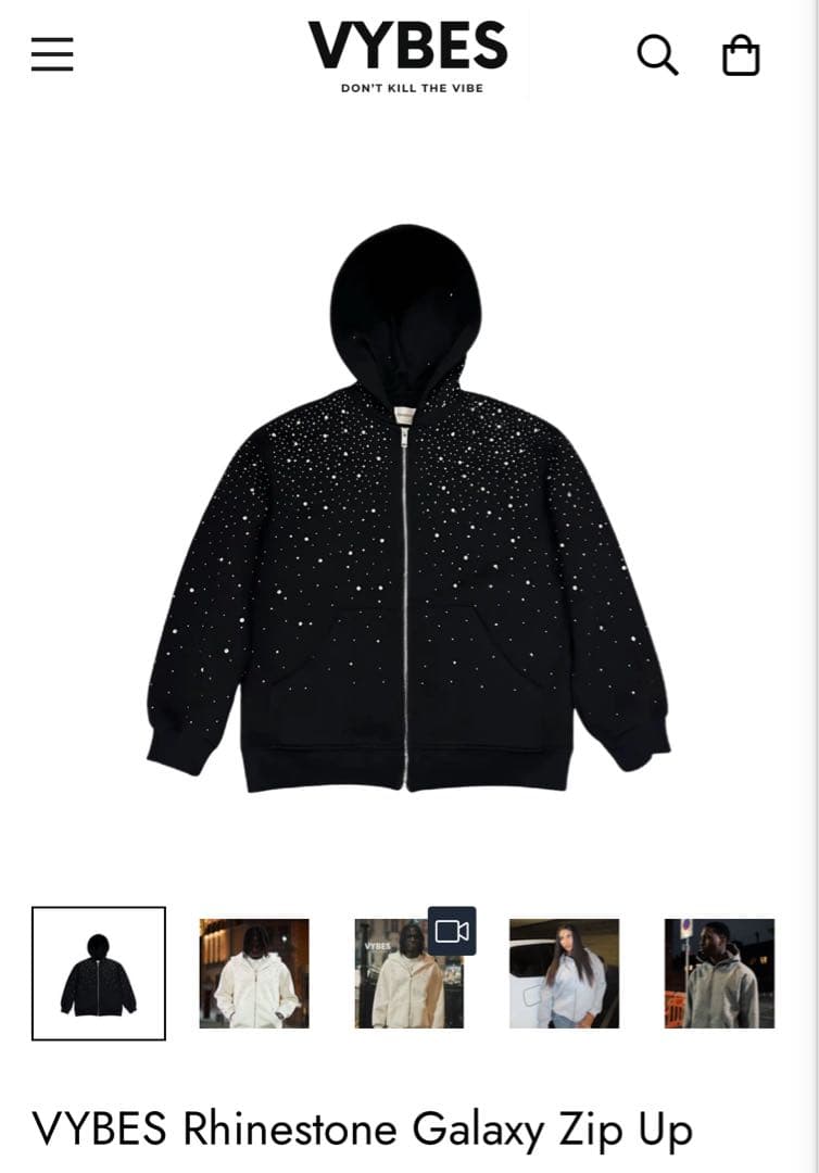 VYBES ジップアップパーカー ラインストーン hiphop hth L - メルカリ