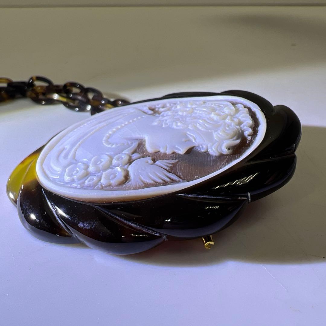 専用本鼈甲 シェルカメオチェーンネックレス 20g 東Y8-0114☆2Fトヒチ