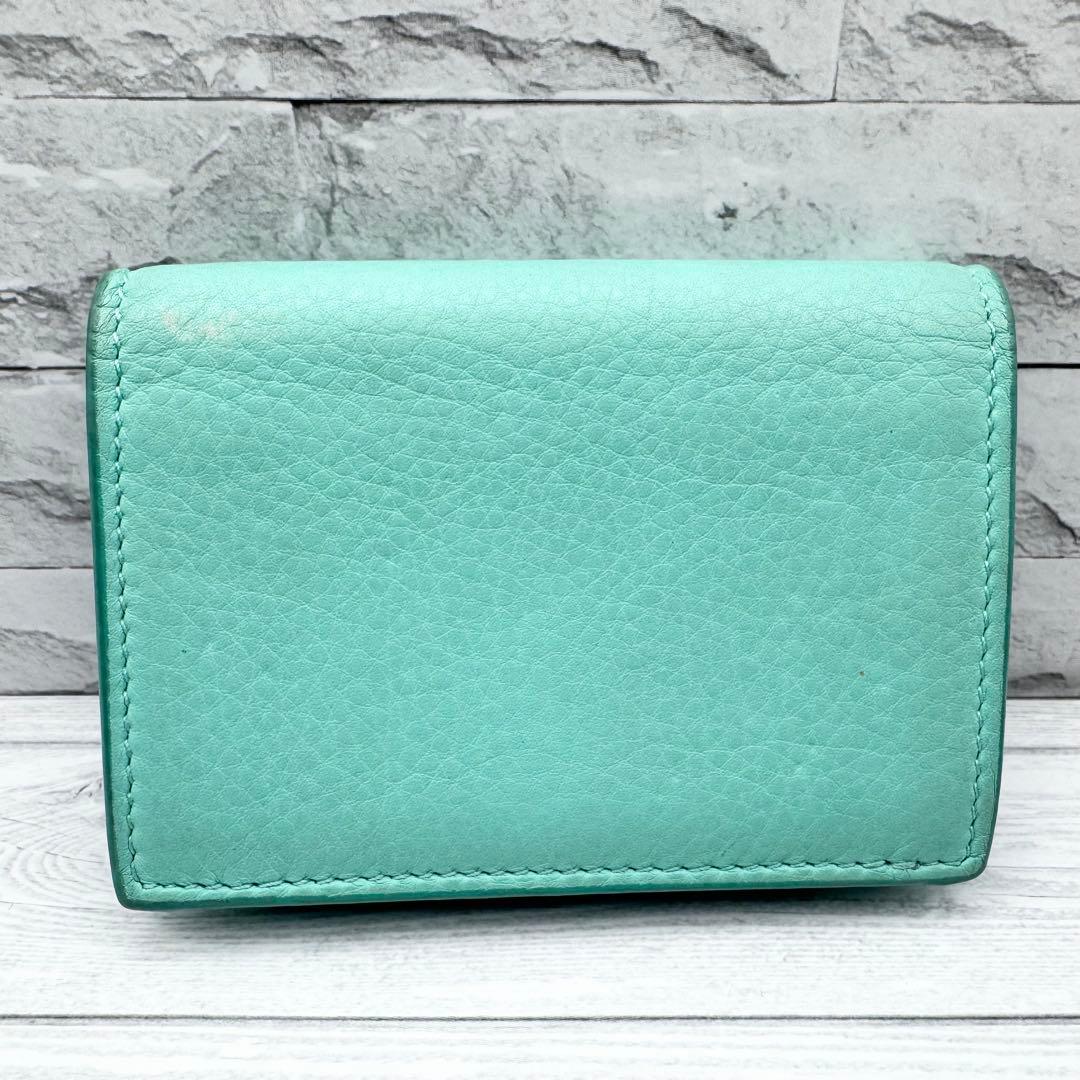 美品】TIFFANY 名刺入れ カードケース ブルー レザー レディース