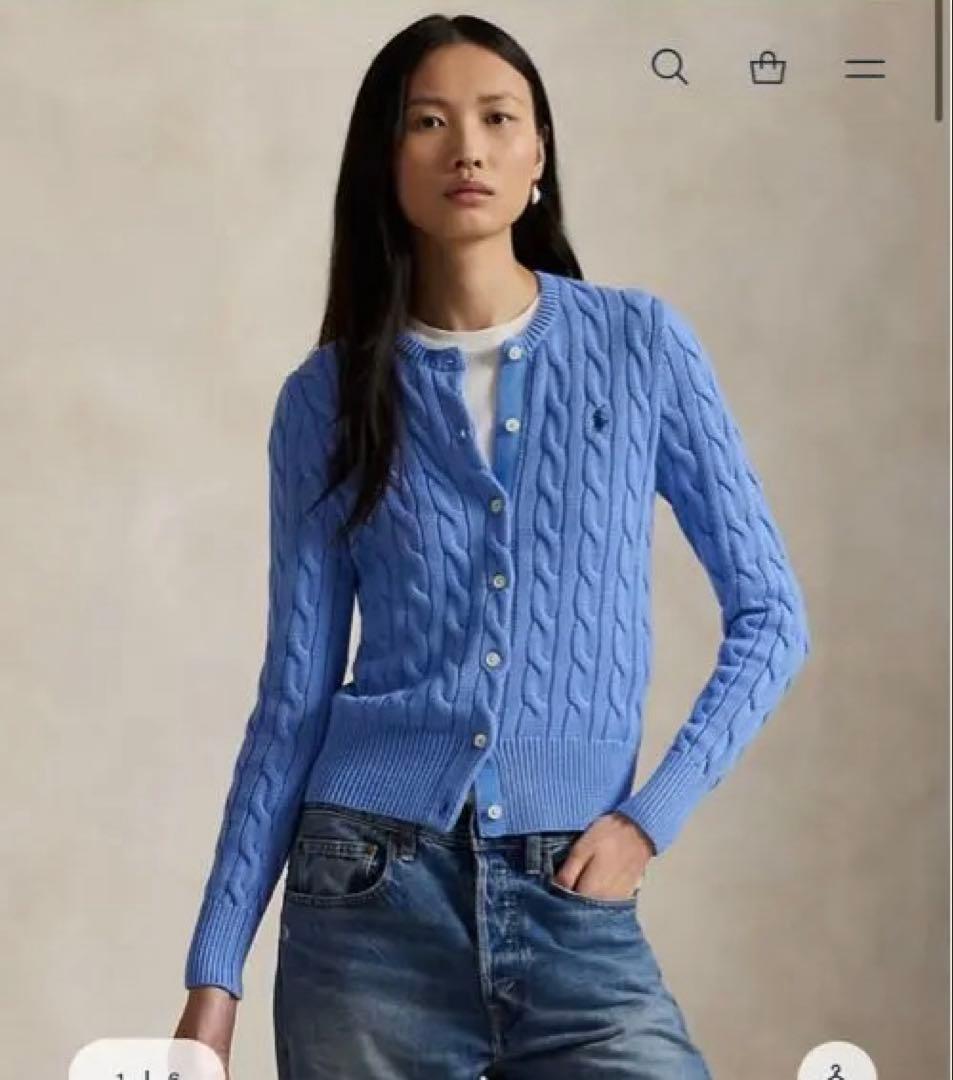 ポロラルフローレン ケーブルニット コットン クルーネック カーディガン POLO RALPH LAUREN（ポロ・ラルフローレン） カーディガン ケーブル