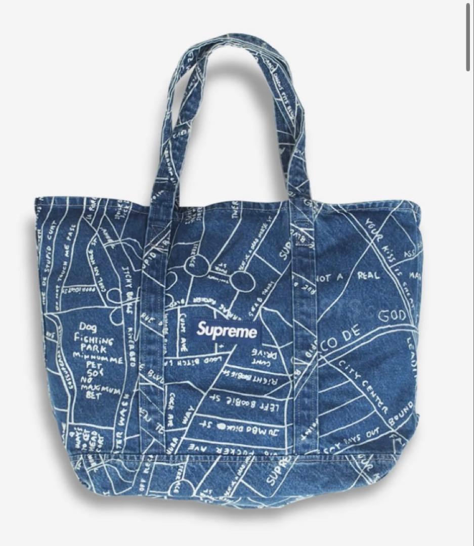 supreme トートバッグ　デニム　Gonz Map Denim 値下げ不可 Supreme Gonz Map Denim Tote Gonz Map Denim Tote Blue Blue