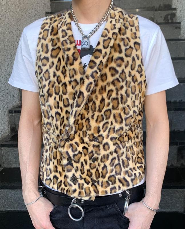 ６６６マイウェイマン　ヒョウ柄 Lサイズ ベスト　PUNK 666マイウェイマン ヒョウ柄 Lサイズ ベスト PUNK - メルカリ