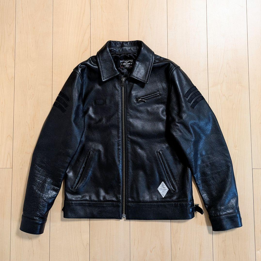 S 良品 THE CRIMIE ライダースジャケット ワッペン ブラック 黒 CRIMIE（クライミー） 革ジャン ライダース W BIKER SPANISH LAMB