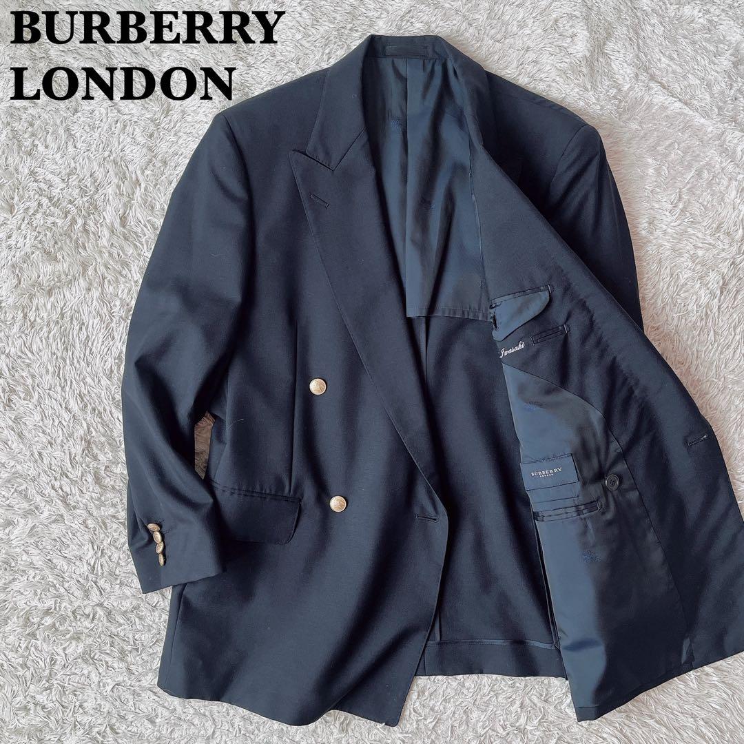 美品】バーバリーロンドン 紺ブレ 金ボタン ダブルジャケット ウール