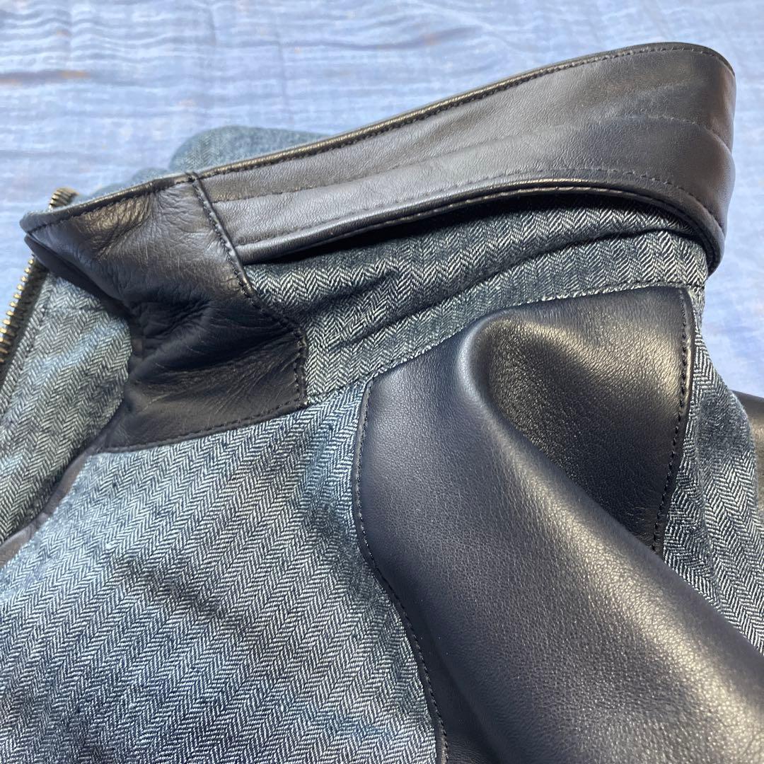 R☆タグあり 定価14.5万円 AKM B310 ラムレザー 革ジャン ネイビー