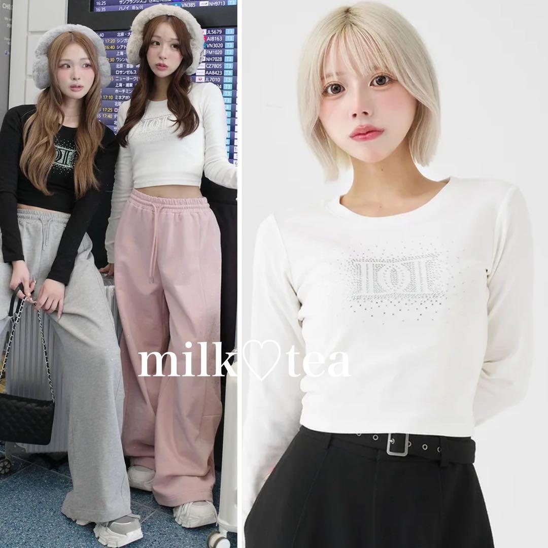 新品タグ付 ダーリッチ シャイニーDDロゴコンパクトロングTシャツ ホワイト シャイニーDDロゴコンパクトロングTシャツ（Tシャツ/カットソー