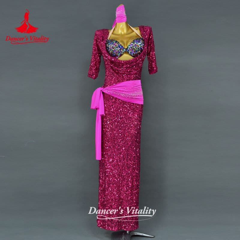 バラディドレス　ベリーダンス　キラキラ　衣装　コスチューム 衣装 コスチューム スパンコール フリンジ ブルー ピンク グリーン